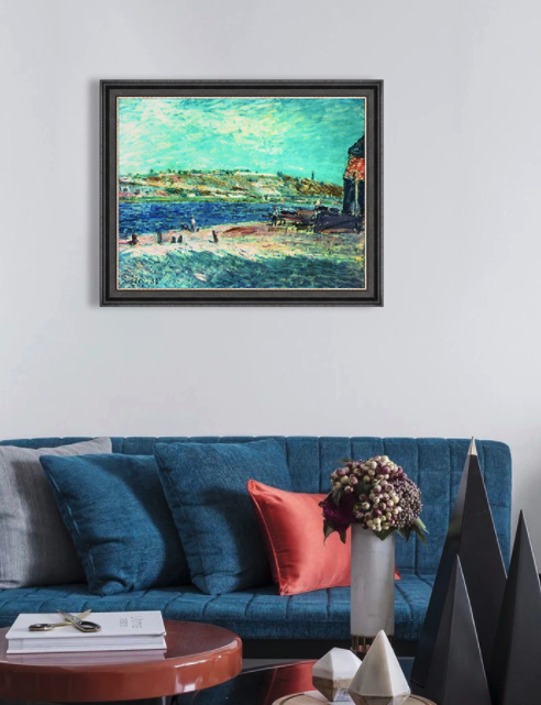 Artron 雅昌 西斯莱《圣马美斯河堤》75×60cm 现代简约北美式 欧式风景油画