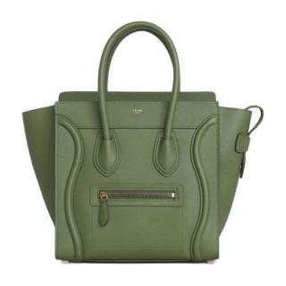CELINE 思琳 Luggage系列 MICRO 女士牛皮革手袋 189793DRU 15LK 浅卡其绿色