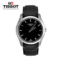 TISSOT 天梭 瑞士手表 库图系列隐形数字日期显示皮带黑盘男士石英表T035.446.16.051.00