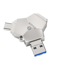 Biaze 毕亚兹 USB 3.0 四合一U盘 银色 64GB USB/Type-C/Micro USB/苹果lightning接口四口