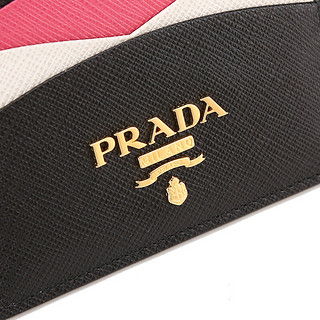 PRADA 普拉达 Saffiano系列 女士皮革卡片夹 1MC025-ZLP-F061H 黑色/木槿色