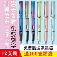 墨囊钢笔学生正姿练字笔小学生三四五六年级专用铱金笔男女孩明尖刻字定制钢笔可擦纯蓝硬笔可替换钢笔墨囊