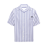 PRADA 普拉达 男士短袖衬衫 UCS339S201-1VX8-F0124 蓝色/白色 L
