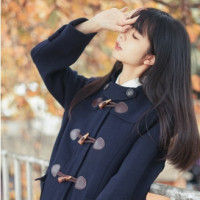 夏日咸鱼祭 JK制服 牛角扣加绒大衣 A款 浓绀色 XS