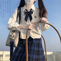 七月半夏 浅川学院 JK制服 方领秋季木耳袖短款衬衫 白色 S