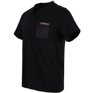 PRADA 普拉达 男士V领短袖T恤 SJM994-710-F0002 黑色 L