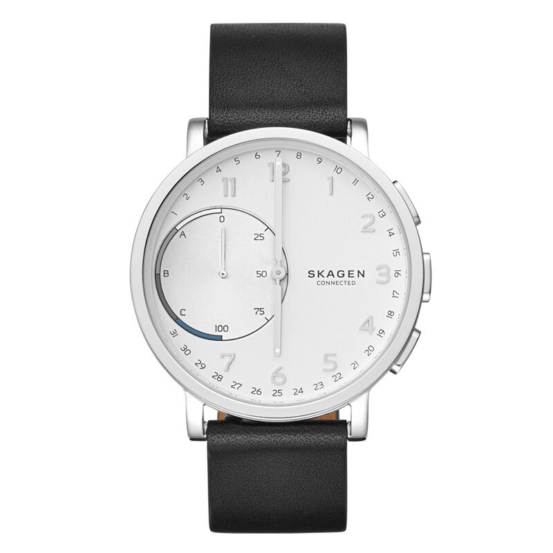 SKAGEN 诗格恩 SKT1101 智能手表 42mm 不锈钢表壳 黑色牛皮表带（闹钟、定时）