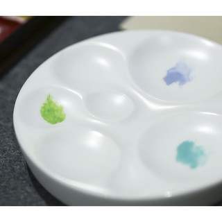 西泠印社 调色盘水彩调色盘水粉陶瓷调色盘水彩调色盘学生美术用水彩水粉笔盒洗笔筒三线调色板小楷墨碟