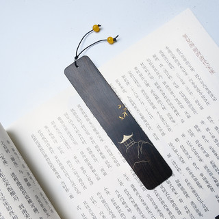 西泠印社 西泠胜景嵌铜紫光檀木书签西泠印社孤山景点复古典中国风创意简约文艺生日礼物古风纪念品文创礼品（印人书廊）