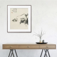 西泠印社 八大山人 朱耷国画花鸟字画玄关书房装饰画名画复制收藏挂画 新中式客厅沙发背景墙装饰画三联国画