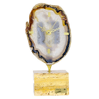 阿斯蒙迪进口天然水晶玛瑙创意座钟艺术礼品台钟欧式摆件装饰品