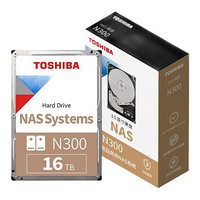 TOSHIBA 东芝 16TB  NAS网络存储机械硬盘私有云家庭文件存储7200转 512MB SATA接口N300系列(HDWG31G)