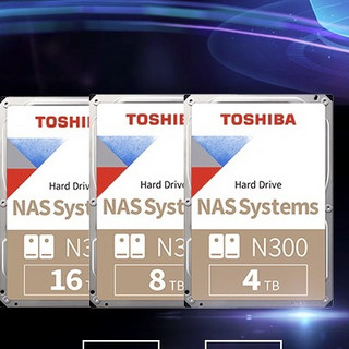 TOSHIBA 东芝 N300系列 3.5英寸 NAS硬盘 16TB（CMR、7200rpm、512MB）HDWG31G