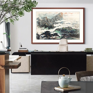 关山月山水画墙壁画客厅挂画大气办公室装饰画风景酒店大厅国画（画框尺寸80cm*120cm、定制其他尺寸或颜色画框，请联系客服、按拍下颜色分类发货）