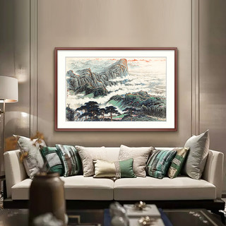 关山月山水画墙壁画客厅挂画大气办公室装饰画风景酒店大厅国画（画框尺寸80cm*120cm、定制其他尺寸或颜色画框，请联系客服、按拍下颜色分类发货）