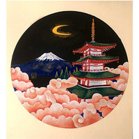 墨斗鱼艺术 梁爽《夜·京都之三》21.5×21.5cm 新中式轻奢挂画 现代简约画水墨画原作