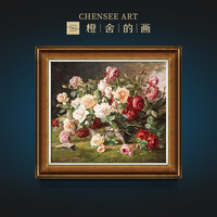 玫瑰 油画静物花卉正版版画欧式美式餐厅玄关卧室挂画写实装饰画