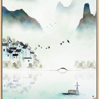 海龙红 忆江南新中式过道装饰画 《空灵四季-B》 50×90cm 空灵简约挂画 中国风