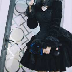 莉莉子lolita店 荆棘丛林之爱 Lolita 哥特风套裙 黑色 S