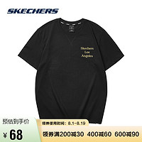 SKECHERS 斯凯奇 Skechers斯凯奇T恤男 2021年春夏新款 英文后背印花图案个性短袖L121M206