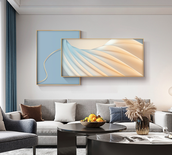 创意时尚客厅装饰画双叠大幅沙发背景墙壁画现代抽象大气轻奢挂画