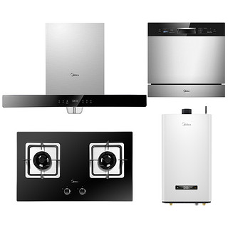 Midea 美的 T50+Q360B+V2+X1 烟灶热洗套装 黑色 天然气