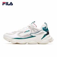 FILA 斐乐 男鞋 SKIPPER官方男子复古跑鞋 休闲运动鞋老爹鞋 商场同款 棉花糖白/万年绿-MA 42.5