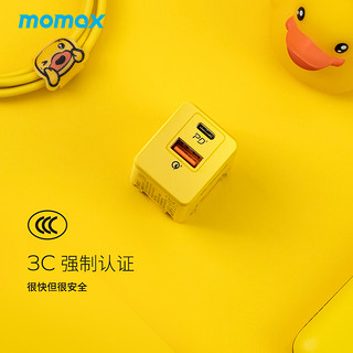 BDuck小黄鸭MOMAX摩米士PD20W充电器适用于苹果快充充电头iPhone12promax快速usb双口插头mini手机通用快充