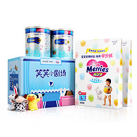 MeadJohnson Nutrition 美赞臣 铂睿系列 较大婴儿奶粉 国行版 2段 850g*2罐+Merries 妙而舒 纸尿裤 L2片*2包 笑笑小剧场礼盒