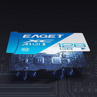 EAGET 忆捷 T1 蓝白卡 Micro-SD存储卡 128GB（UHS-I、V30、U3、A1）