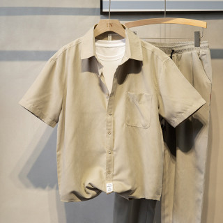 短袖衬衫男夏季薄款外套男士白衬衣痞帅气轻熟风男装港风日系寸衫l 卡其色 报价价格评测怎么样 什么值得买