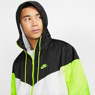 NIKE 耐克 SPORTSWEAR WINDRUNNER 男子运动夹克 AR2192-103 黑/白/绿 S