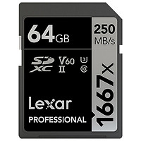 Lexar 雷克沙 1667X Pro Micro-SD存储卡 64GB（UHS-II、V60、U3）