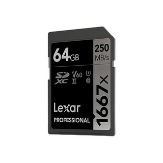 Lexar 雷克沙 1667X Pro Micro-SD存储卡 64GB（UHS-II、V60、U3）