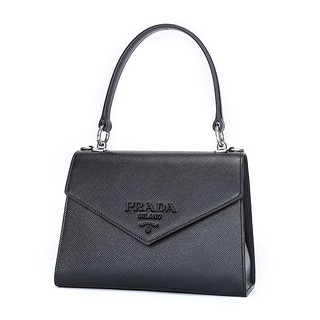 PRADA 普拉达 Monochrome系列 女士牛皮手提包 1BA186-2ERX-F0632-V-OOO 黑色