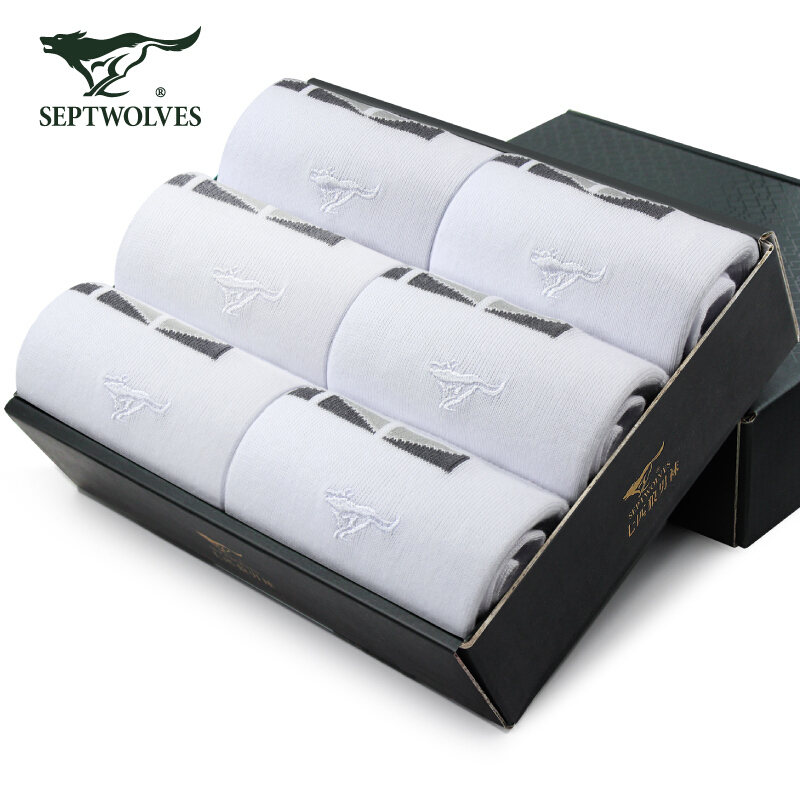 SEPTWOLVES 七匹狼 D0013 男士纯棉中筒袜 6双装