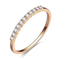 ZOCAI 佐卡伊 小皇冠系列 W00091 女士圆形18K玫瑰金钻石戒指 11分