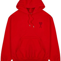 Red hooded cotton sweatshirt