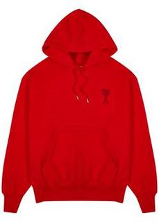 Red hooded cotton sweatshirt