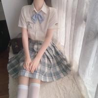 春日制服部 旧竹友 jk制服 青蓝色百褶格裙 42cm S