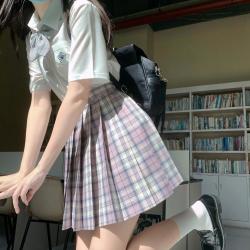 春日制服部 醉花眠 jk制服 粉紫格裙 42cm S