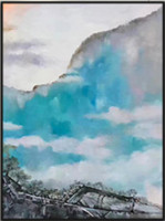 轩色 客厅装饰画 A款 50×70cm 沙发背景墙挂画 三联现代新中式山水画手绘油画