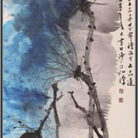 轩色 手绘玄关装饰画 A款 50×100cm 新中式单幅原创竖版荷花抽象油画 创意艺术挂画