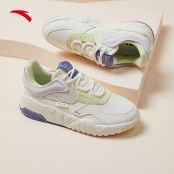 anta 安踏 女鞋板鞋2021年新款春秋季时尚潮流休闲鞋子女士革面运动鞋