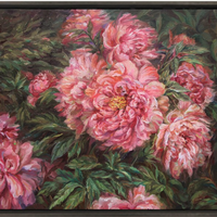ARTMORN 墨斗鱼艺术 付槟桀《牡丹真国色》60×50cm 布面油画 原作花卉风景 新中式轻奢挂画现代简约装饰画