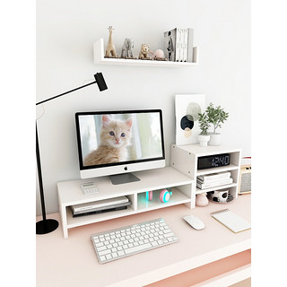 电脑显示器增高架 宿舍ins 台式电脑显示器增高架办公桌面收纳置物架底座笔记本支架 单层架(猫爪)#白色