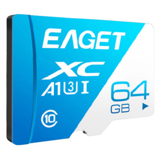 EAGET 忆捷 T1 蓝白卡 Micro-SD存储卡 64GB（UHS-I、V30、U3、A1）