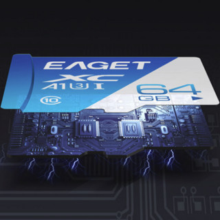 EAGET 忆捷 T1 蓝白卡 Micro-SD存储卡 64GB（UHS-I、V30、U3、A1）