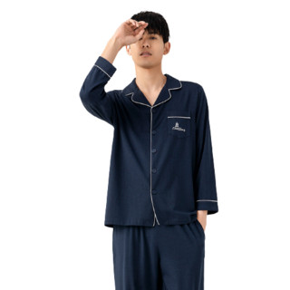HLA 海澜之家 男士睡衣套装 HBAJJM1AAC0001 深蓝 XL