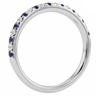 Blue Nile Riviera系列 21209 中性密钉14K白金蓝宝石钻石戒指 0.1克拉 SI2 I 9号